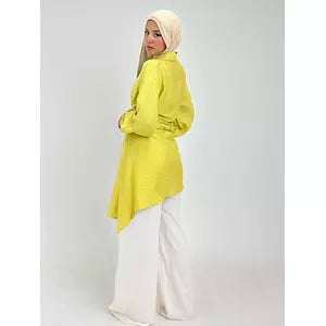 Rapped soft linen shirt lime green