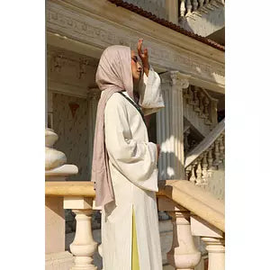Green stripes linen kaftan-115
