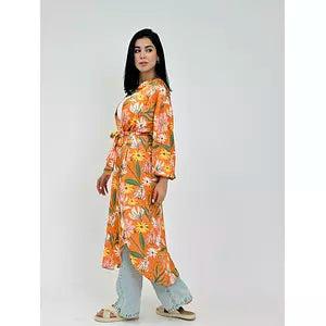 satin crepe shirt orange