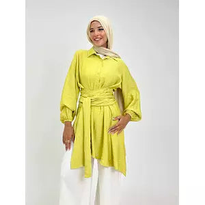 Rapped soft linen shirt lime green