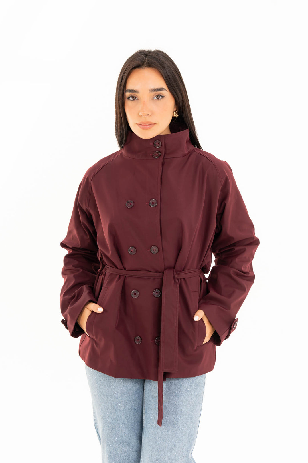 Mila Trench Jacket - Burgundy