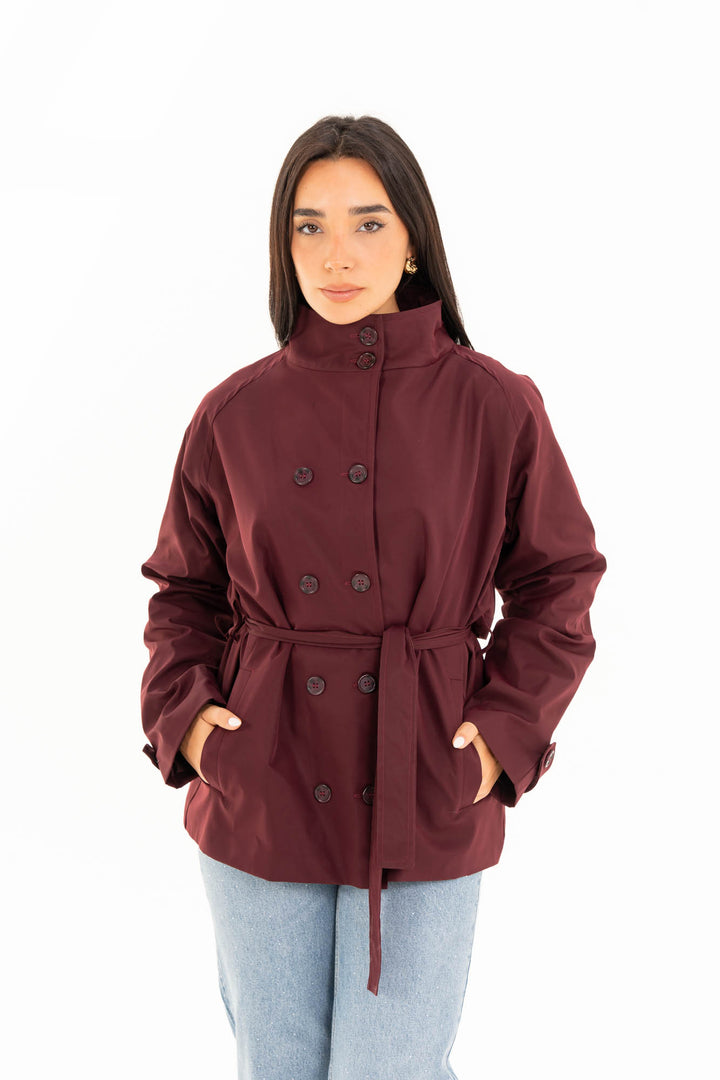Mila Trench Jacket - Burgundy