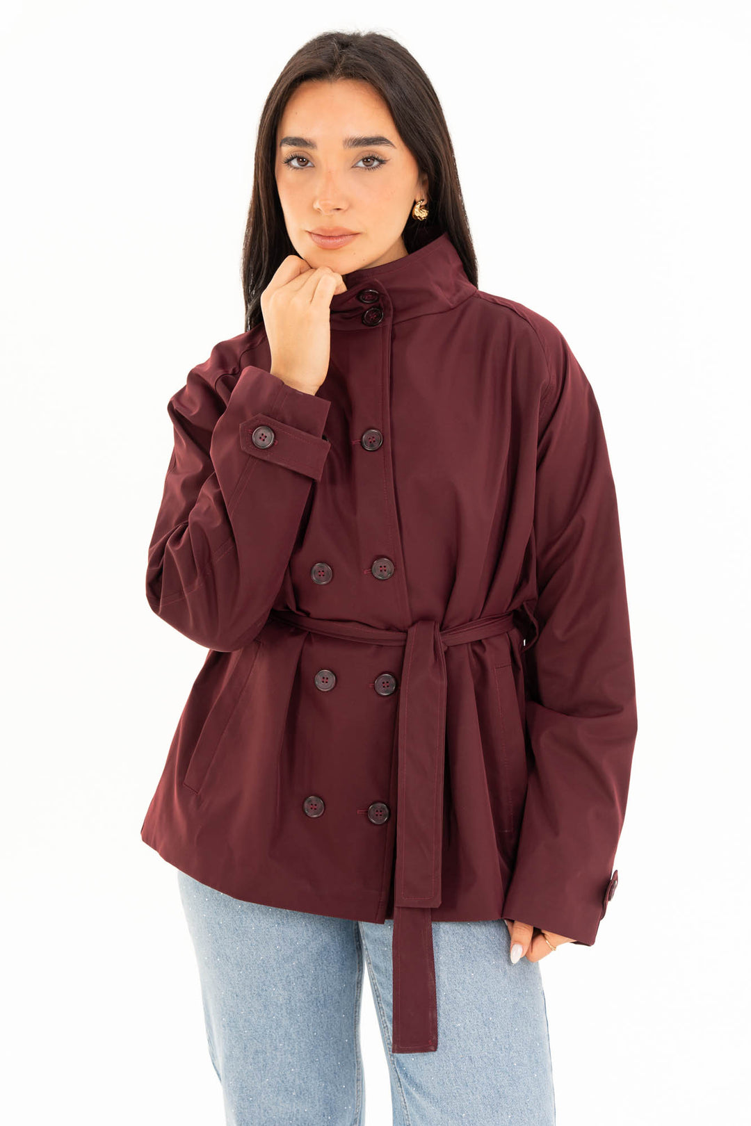 Mila Trench Jacket - Burgundy