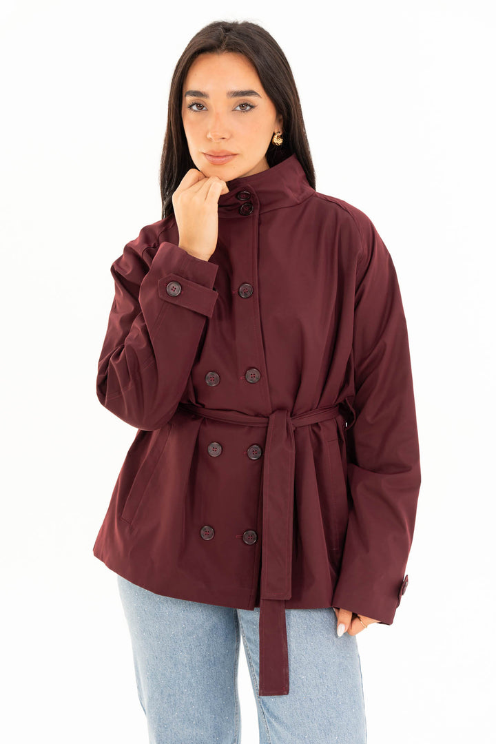 Mila Trench Jacket - Burgundy