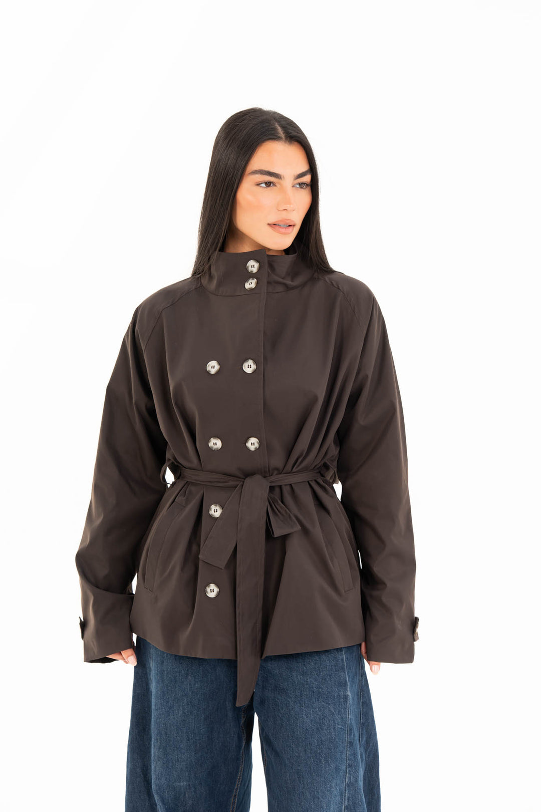 Mila Trench Jacket - Dark Brown