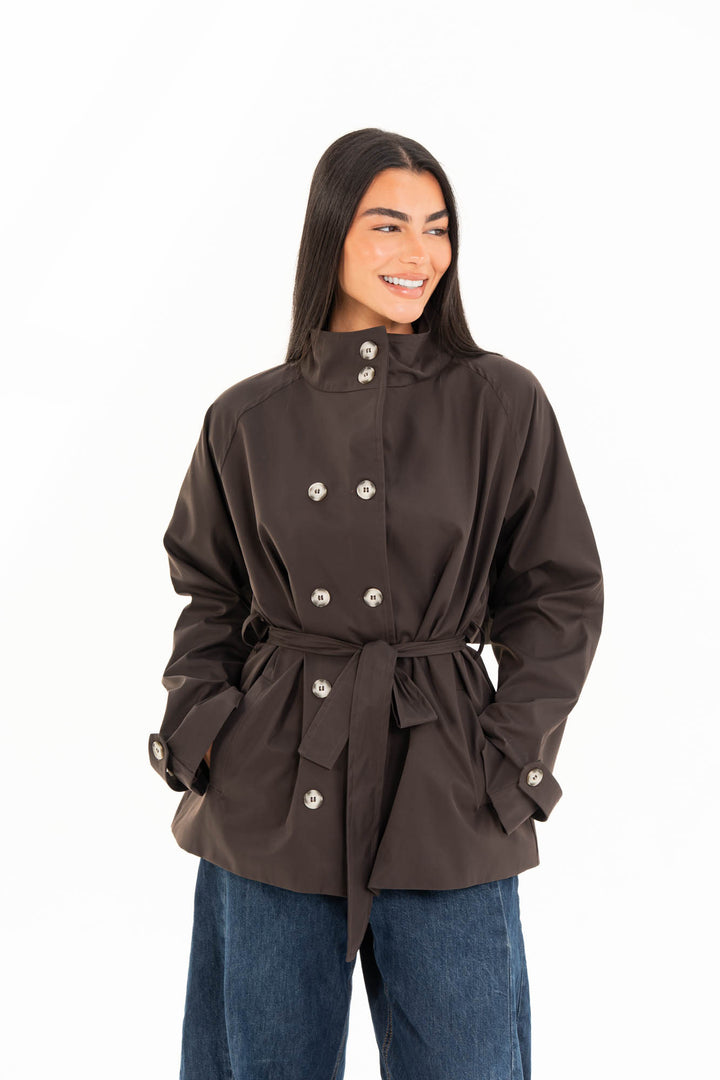 Mila Trench Jacket - Dark Brown