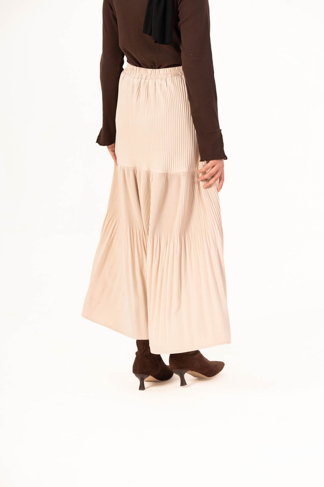 Plain Pleated Skirt - Cream