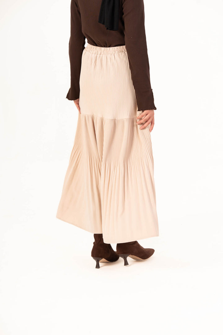Plain Pleated Skirt - Cream