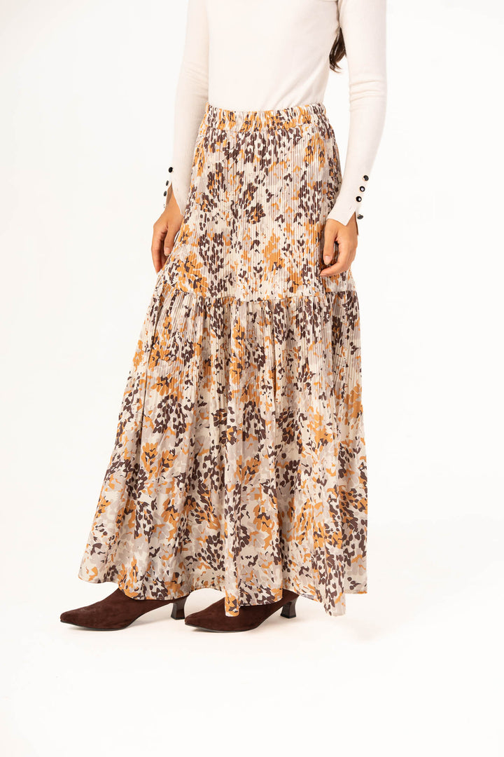 Printed Pleated Skirt - Light Floral