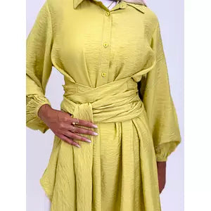 Rapped soft linen shirt lime green