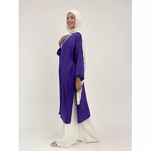 crepe stain kimono purple