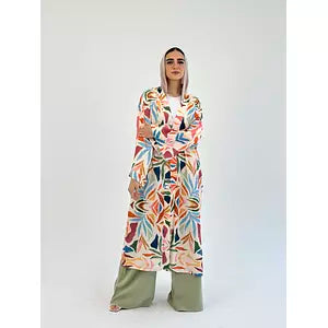Linen printed kimono colored